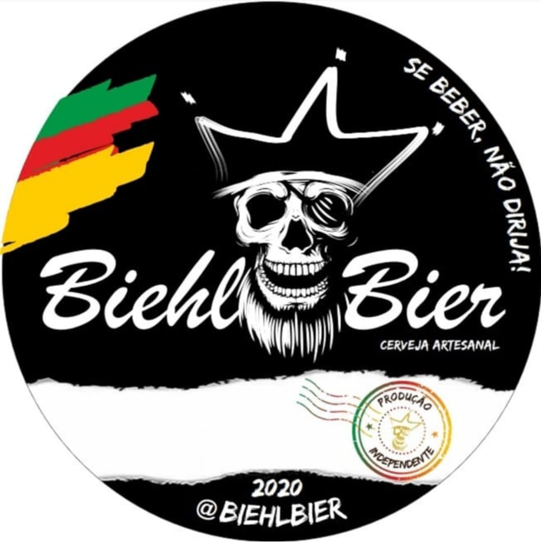 Rótulo da BiehlBier: caveira coroada com a faixa do Rio Grande do Sul